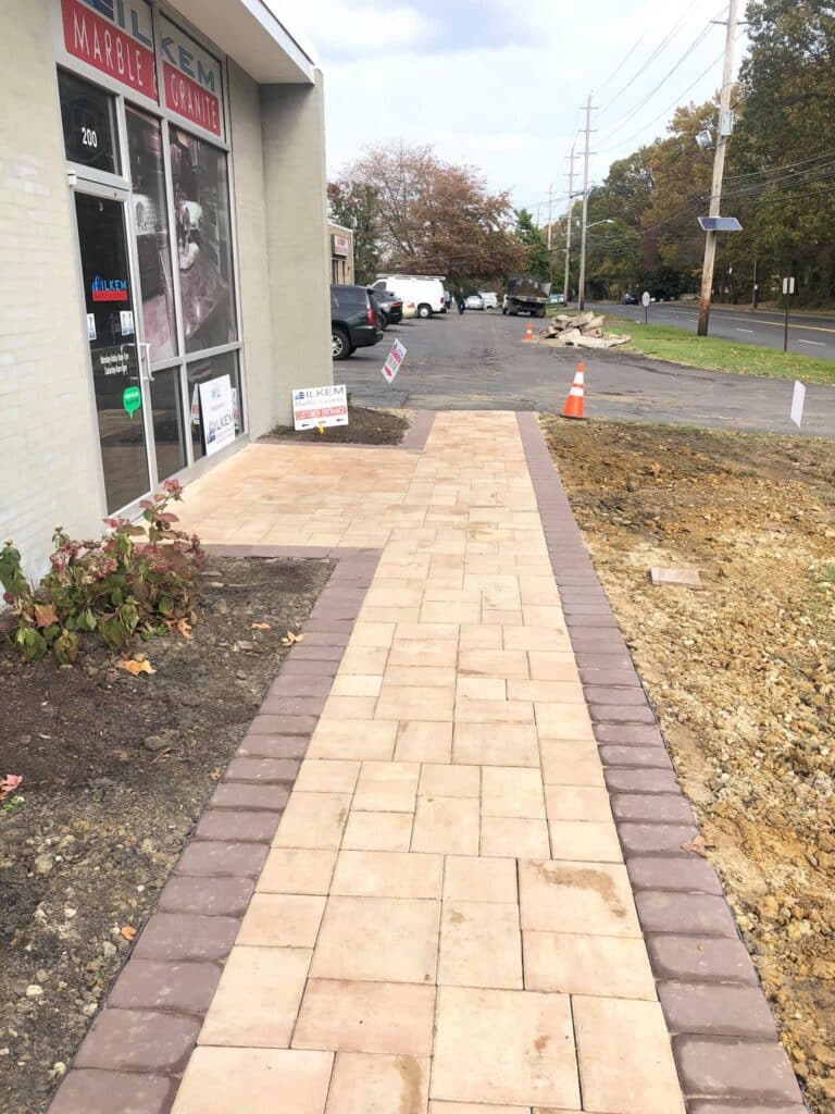 Tan and brown brick path